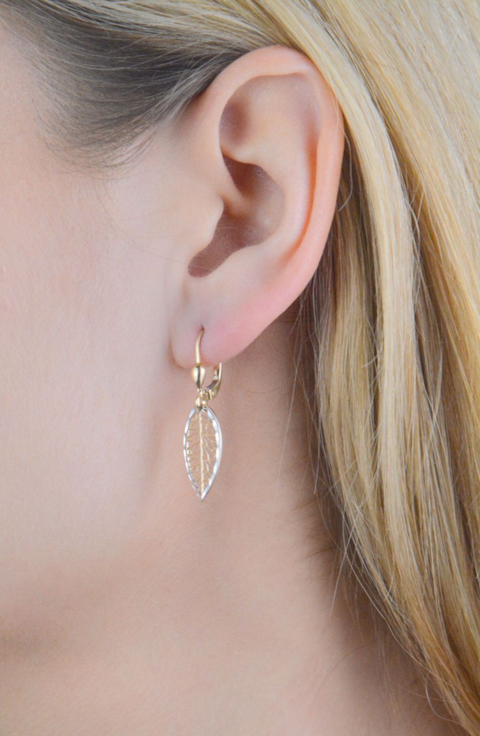 Kolczyki złote liść ażurowy próba 375, KL 8809 375 (2).jpg